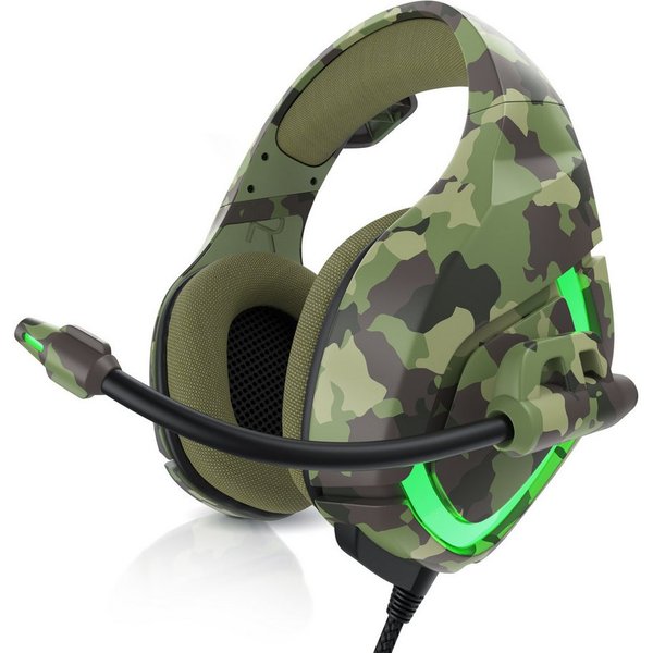 CSL USB "GHS-103" mit Mikrofon, Kopfhörer für PC, PS4 / 4 Pro Gaming-Headset (Gaming Headset kabelgebunden, Over-Ear Kopfhörer, Camouflage Design)