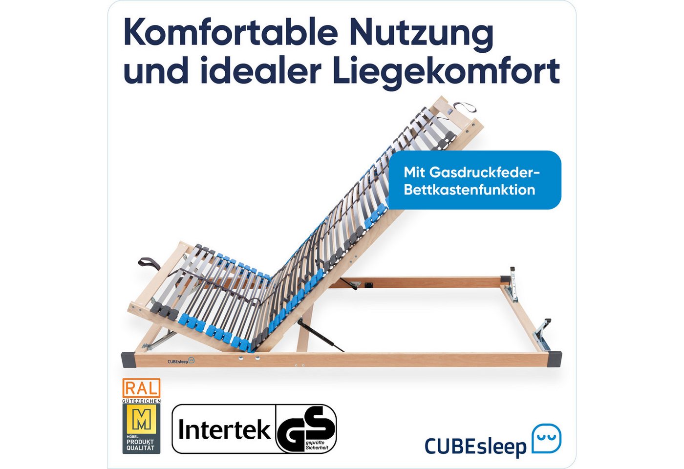 Lattenrost Pure Eco, CUBEsleep, Kopfteil verstellbar, Fußteil verstellbar, mit Bettkasten-Funktion, fertig montiert, 10 Jahre Garantie – Bild 2 von 5
