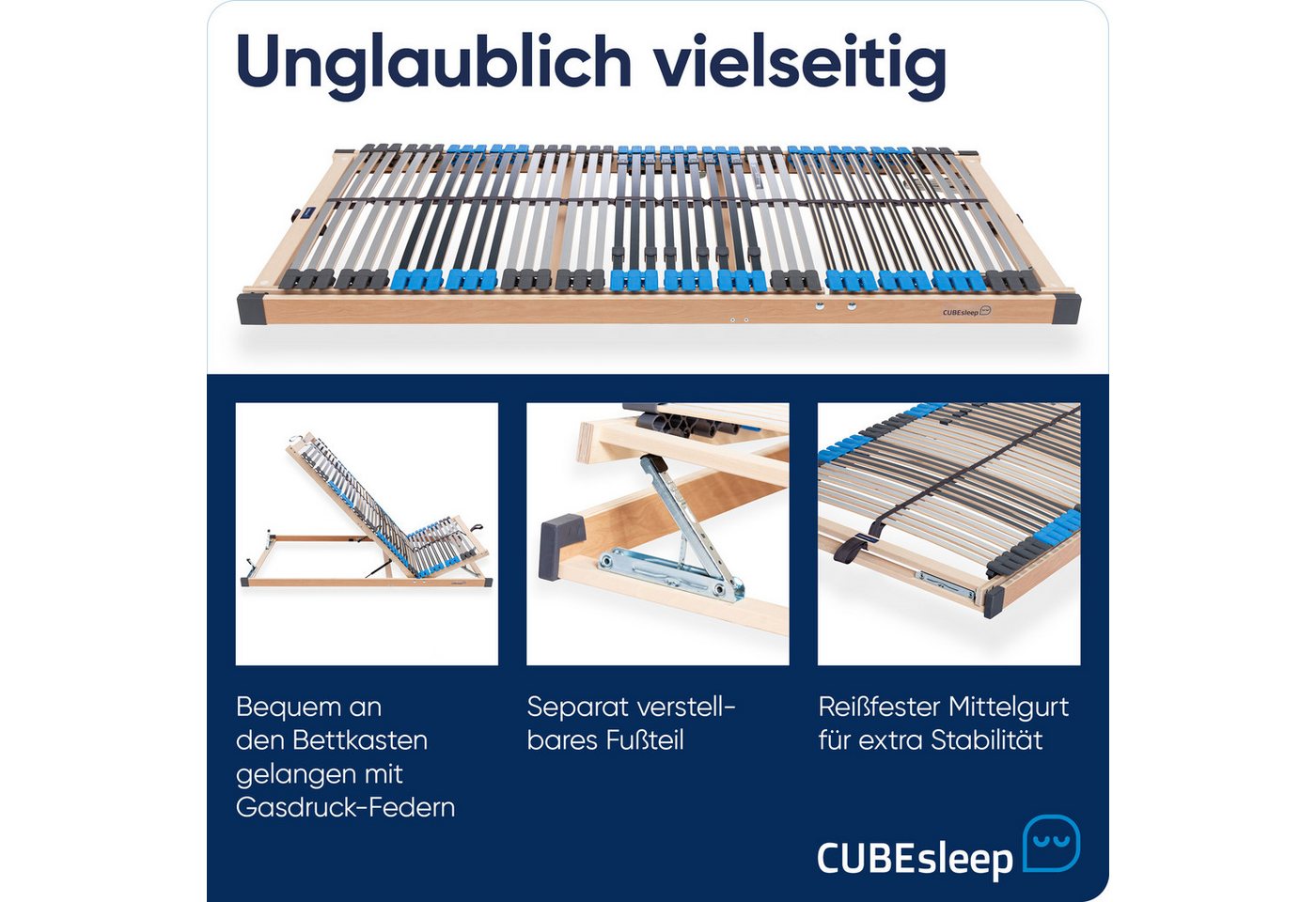 Lattenrost Pure Eco, CUBEsleep, Kopfteil verstellbar, Fußteil verstellbar, mit Bettkasten-Funktion, fertig montiert, 10 Jahre Garantie – Bild 3 von 5