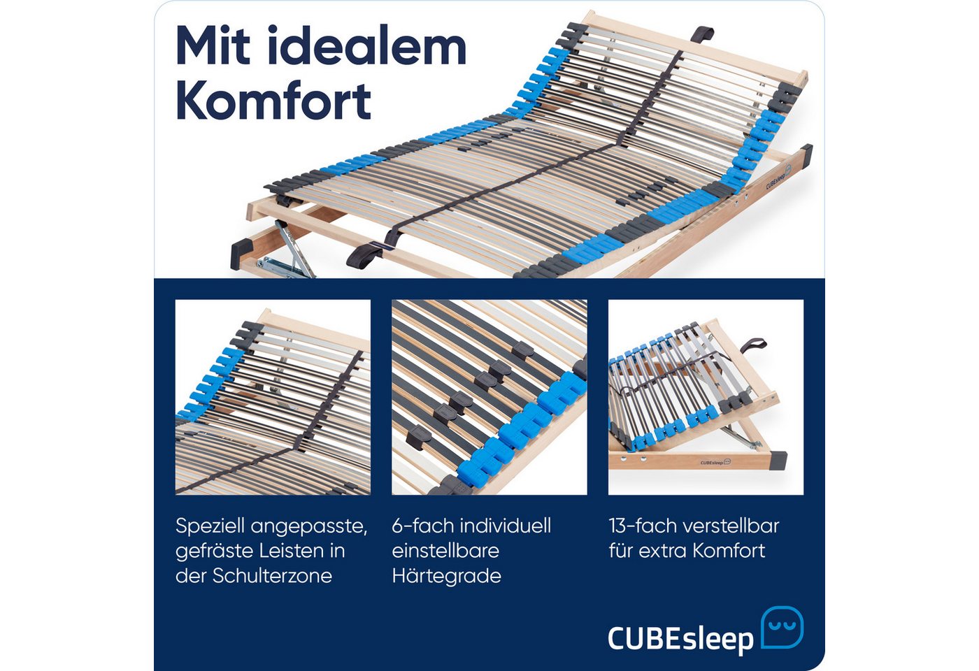 Lattenrost Pure Eco, CUBEsleep, Kopfteil verstellbar, Fußteil verstellbar, mit Bettkasten-Funktion, fertig montiert, 10 Jahre Garantie – Bild 4 von 5