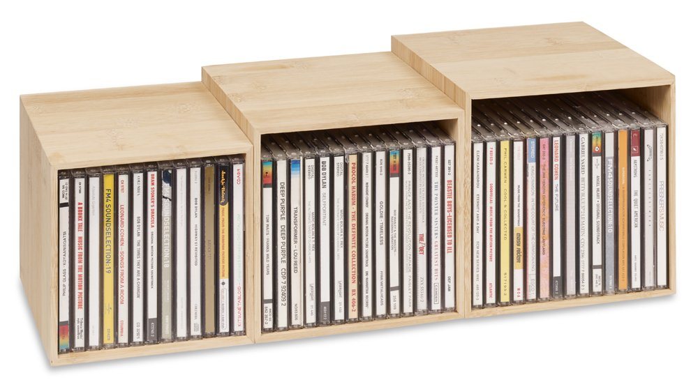 Cubix Aufbewahrungsbox CD-Boxen-Set bambus, 3 CD-Aufbewahrungs-Boxen Holz für 40 CDs. – Bild 4 von 5