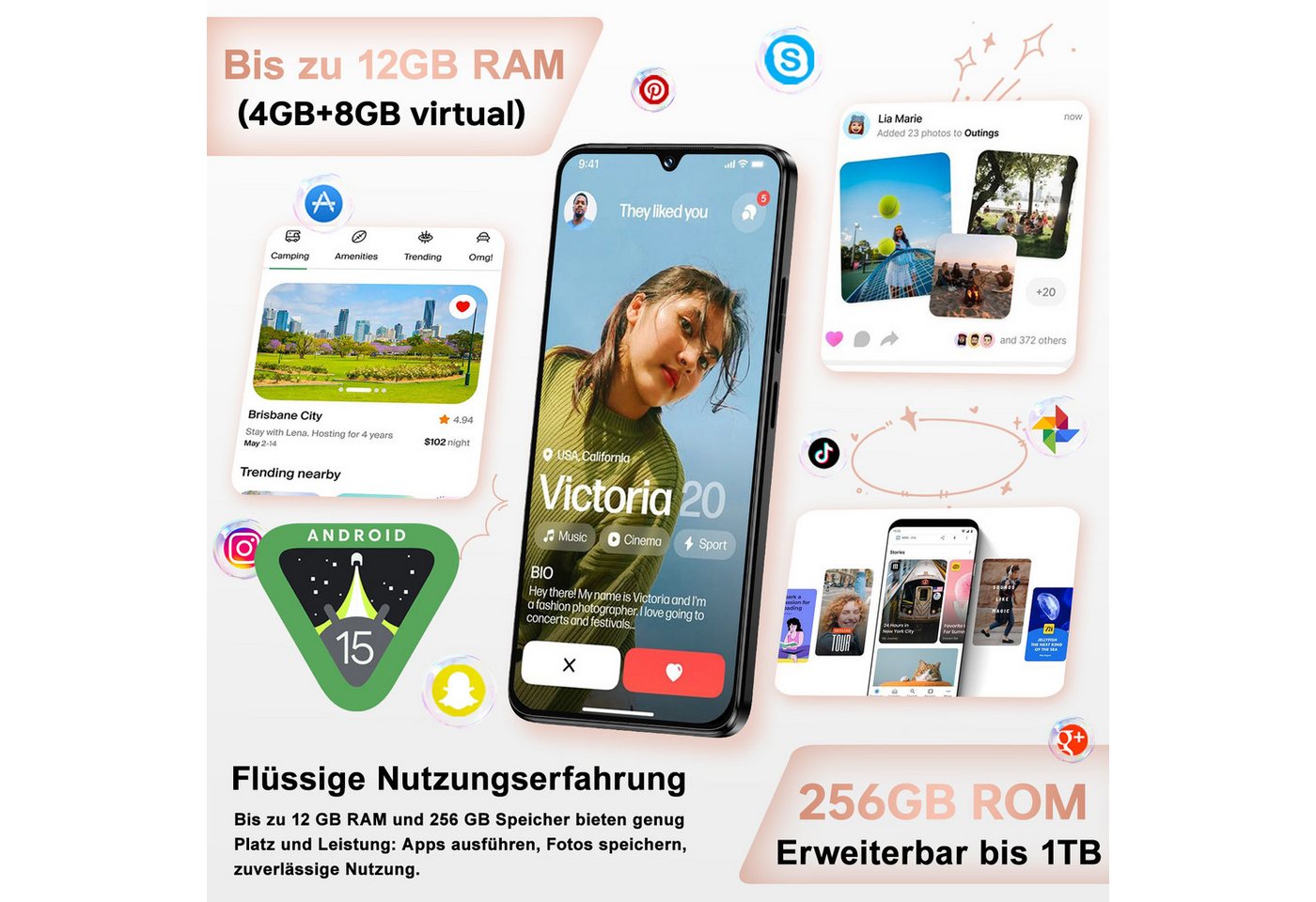 Cubot A40 12+256GB Android 15 Smartphone (17,47 cm/6.88 Zoll, 256 GB Speicherplatz, 48 MP Kamera, 5100mAh, 6.88" HD+ 120Hz, NFC, Face ID, OTG, GPS) – Bild 3 von 5