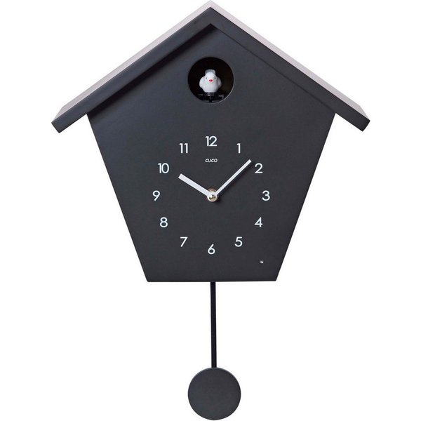 Cuco Clock Wanduhr Kuckucksuhr SCHWARZWALDHAUS, Pendeluhr Wanduhr, Moderne Schwarzwalduhr (25 x 28,5 x 12cm, Pendeluhr mit Nachtruhefunktion, Vogelgezwitscher)