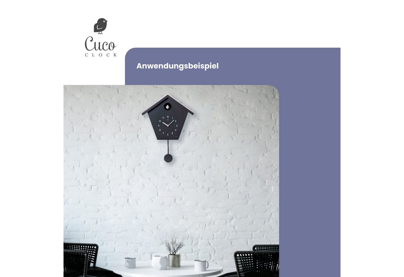 Cuco Clock Wanduhr Kuckucksuhr SCHWARZWALDHAUS, Pendeluhr Wanduhr, Moderne Schwarzwalduhr (25 x 28,5 x 12cm, Pendeluhr mit Nachtruhefunktion, Vogelgezwitscher) – Bild 5 von 5