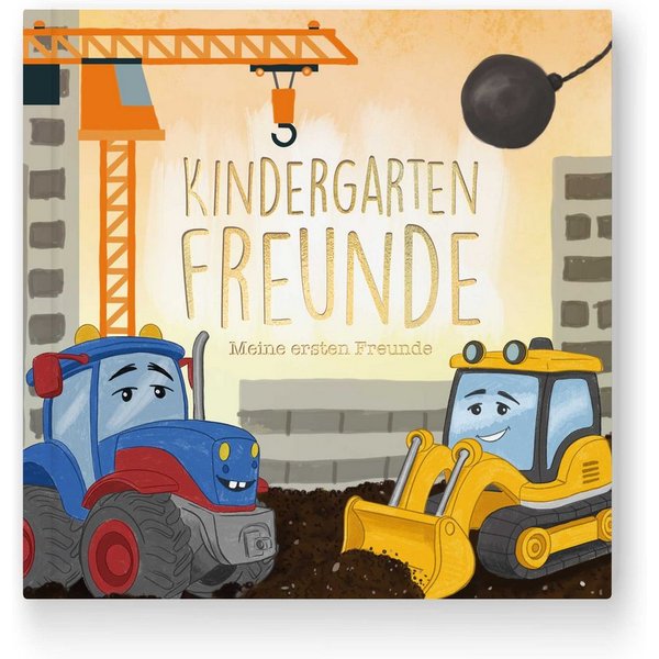 CUPCAKES & KISSES Freundebuch Kindergartenfreundebuch Bagger Album Kita Baustelle