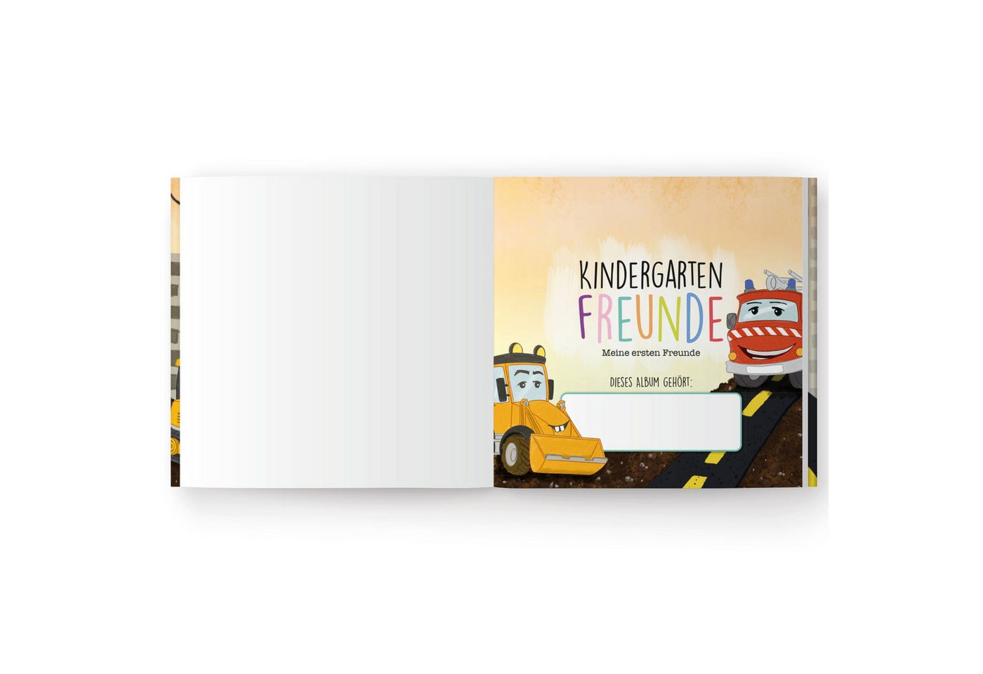 CUPCAKES & KISSES Freundebuch Kindergartenfreundebuch Bagger Album Kita Baustelle – Bild 2 von 4