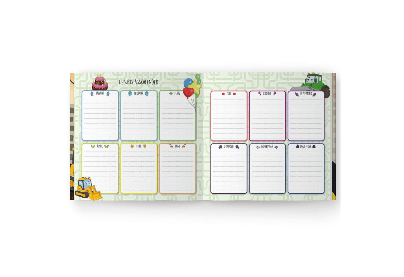 CUPCAKES & KISSES Freundebuch Kindergartenfreundebuch Bagger Album Kita Baustelle – Bild 3 von 4