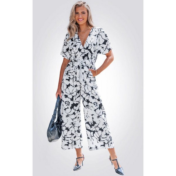 Cupshe Jumpsuit Sommerlicher Jumpsuit mit Blumenmuster und V-Ausschnitt
