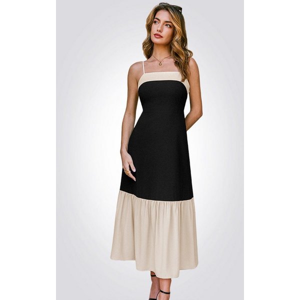 Cupshe Maxikleid Zweifarbiges MaxiKleid mit Rüschensaum und Trägern