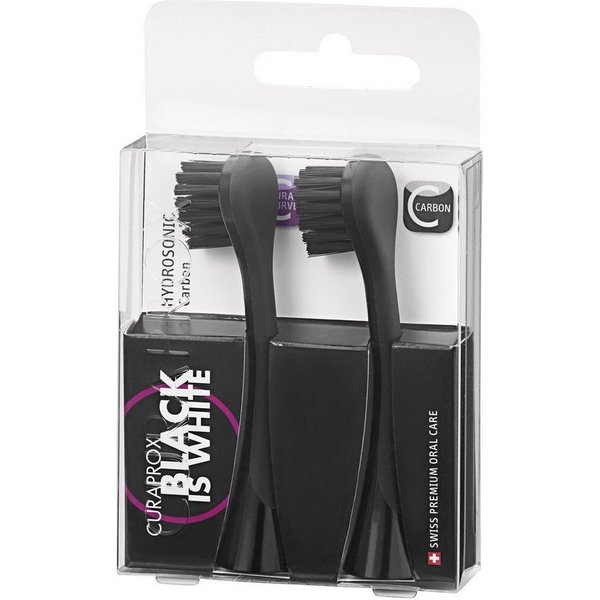 CURAPROX Aufsteckbürsten Aufsteckbürsten CARBON, 2x Bürstenköpfe mit Aktivkohle, für schonende Zahnaufhellung, whitening