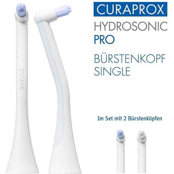 CURAPROX Aufsteckbürsten Hydrosonic SINGLE Aufsteckbürsten, 2x Bürstenkopf, optimale Reinigung zwischen Zähnen & Zahnspangen