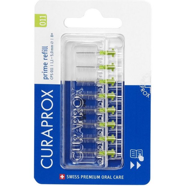 CURAPROX Interdentalbürsten Interdentalbürste CPS 011 prime, Refill, 8 Stück, 5 mm Wirksamkeit, hellgrün, Nachfüllpackung, ohne Halter