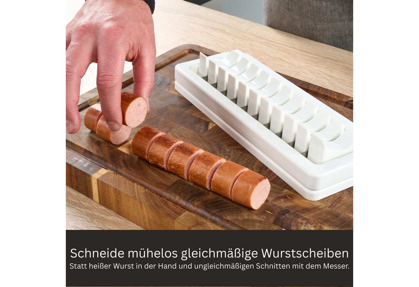 Curry Master Wurstschneider Currywurstschneider Bratwurstschneider für Zuhause, Manuell, Spühlmaschinenfest, Ultra-Scharfe Edelstahlklingen – Bild 3 von 5