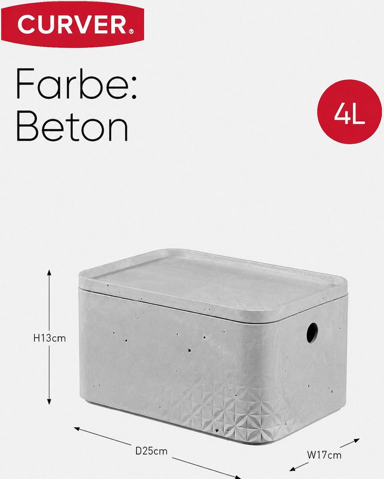 Curver Aufbewahrungsbox 3er Set 4 Liter Stapelbox Kunststoff Aufbewahrungskiste Regalbox, Ordnungssystem Haushaltsbox Schrankbox Kleinteilebox – Bild 2 von 5