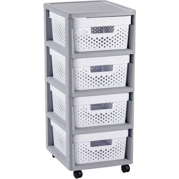 Curver Badregal, Aufbewahrungseinheit Schubladenwagen 4x11L Infinity