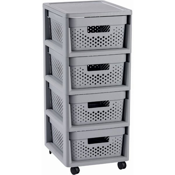 Curver Badregal, Aufbewahrungseinheit Schubladenwagen 4x11L Infinity