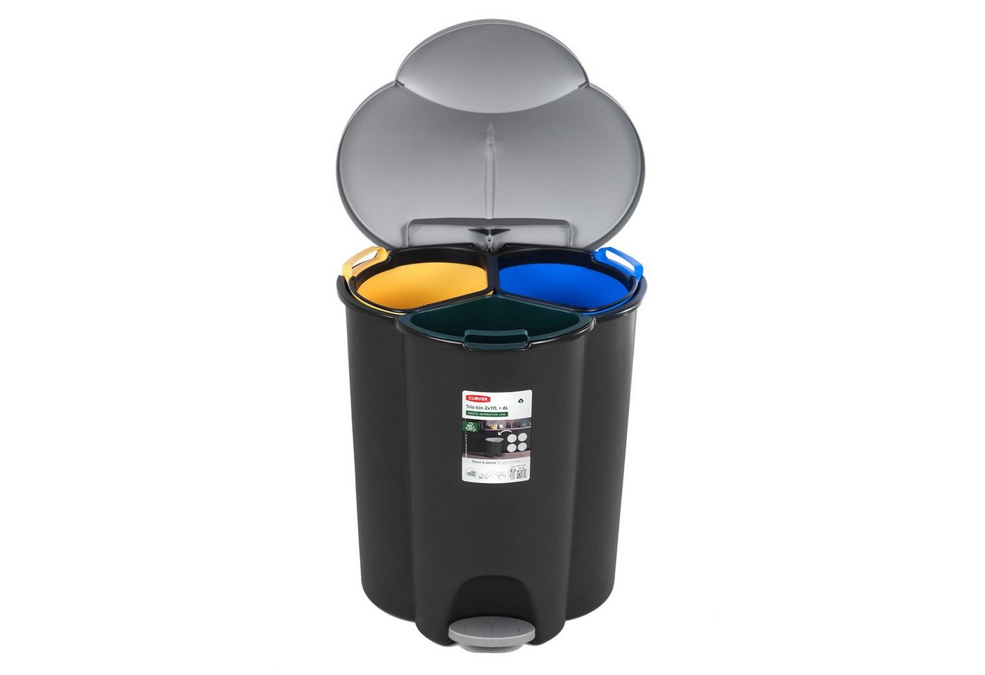 Curver Mülleimer 254540, Abfalleimer 40L Treteimer Müllsortierung – Bild 2 von 5