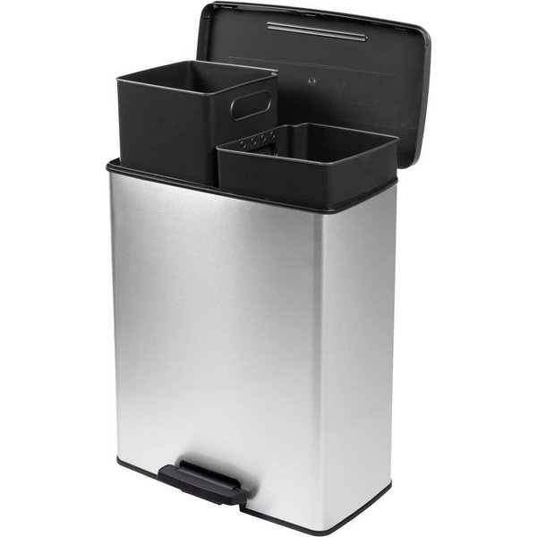 Curver Mülleimer DECO Bin SLIM DUO mit Pedal metallic 254619
