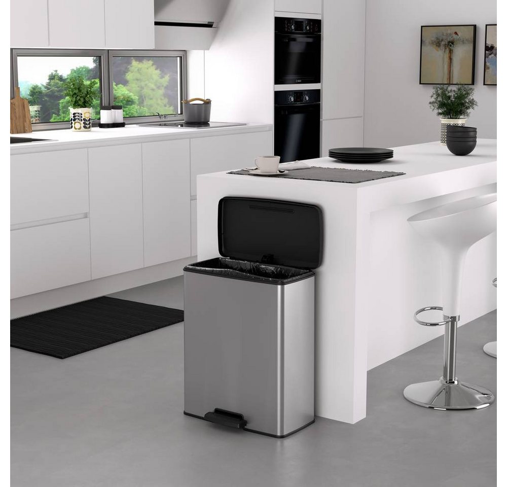Curver Mülleimer DECO Bin SLIM DUO mit Pedal metallic 254619 – Bild 5 von 5