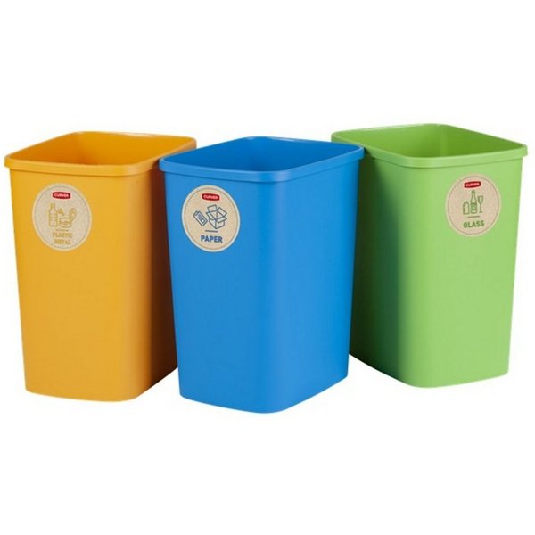 Curver Mülltrennsystem 249841, Eco Friendly 3er-Set Mülltrennungssystem 3x9L