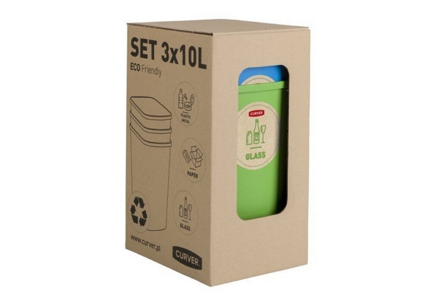 Curver Mülltrennsystem 249841, Eco Friendly 3er-Set Mülltrennungssystem 3x9L – Bild 3 von 3