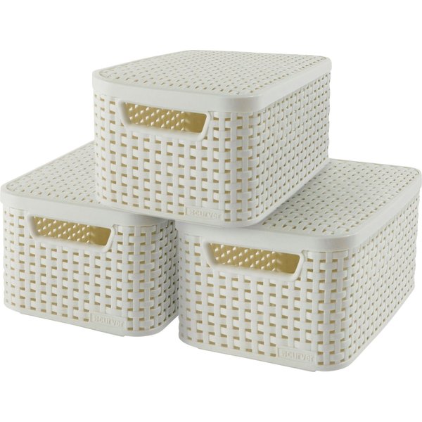Curver Organizer STYLE Box S (Set, 3 St), Aufbewahrungsbox, creme