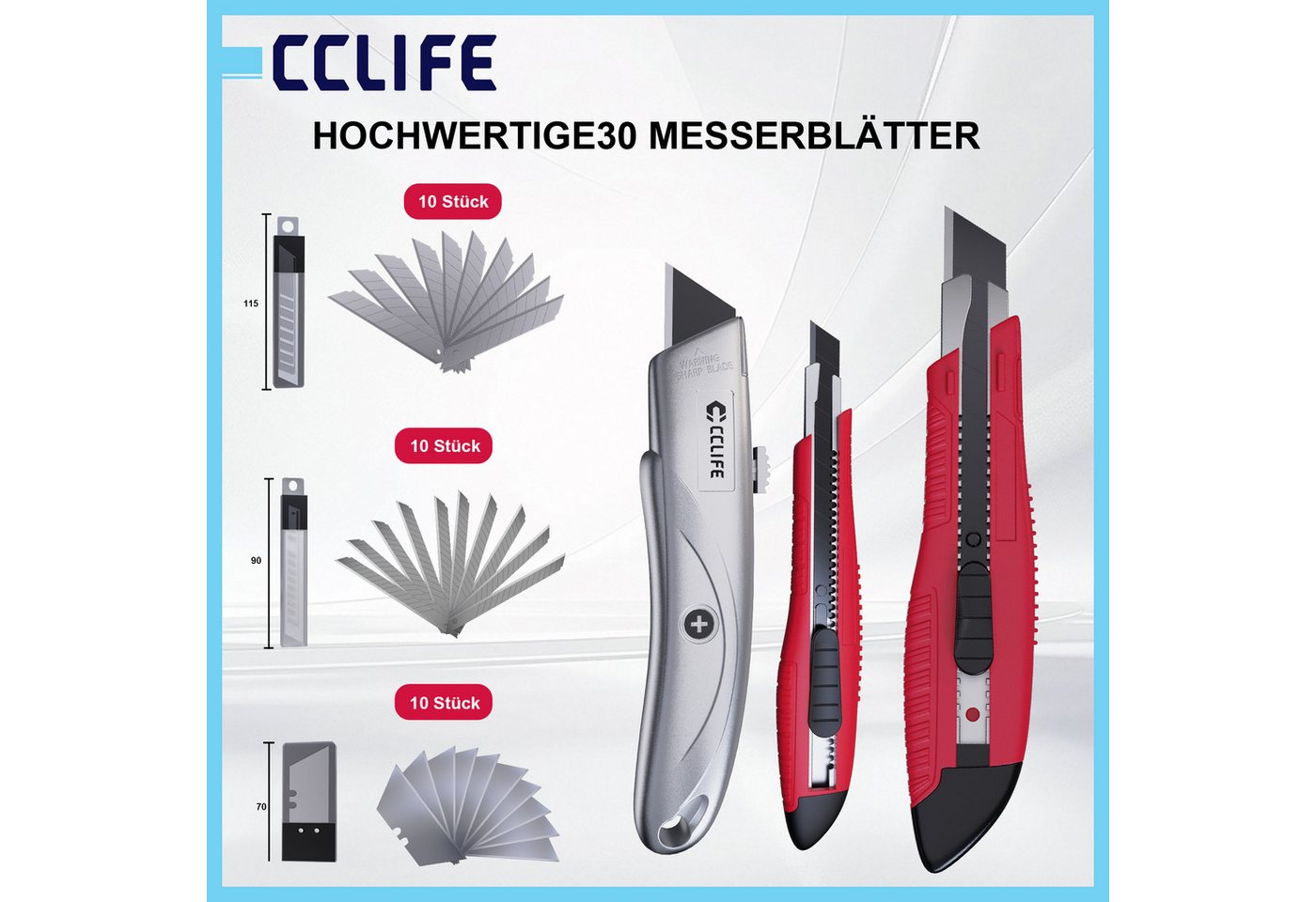 CCLIFE Cutter CCLIFE Profi Universalmesser und Cuttermesser Set, (6 St) – Bild 3 von 5