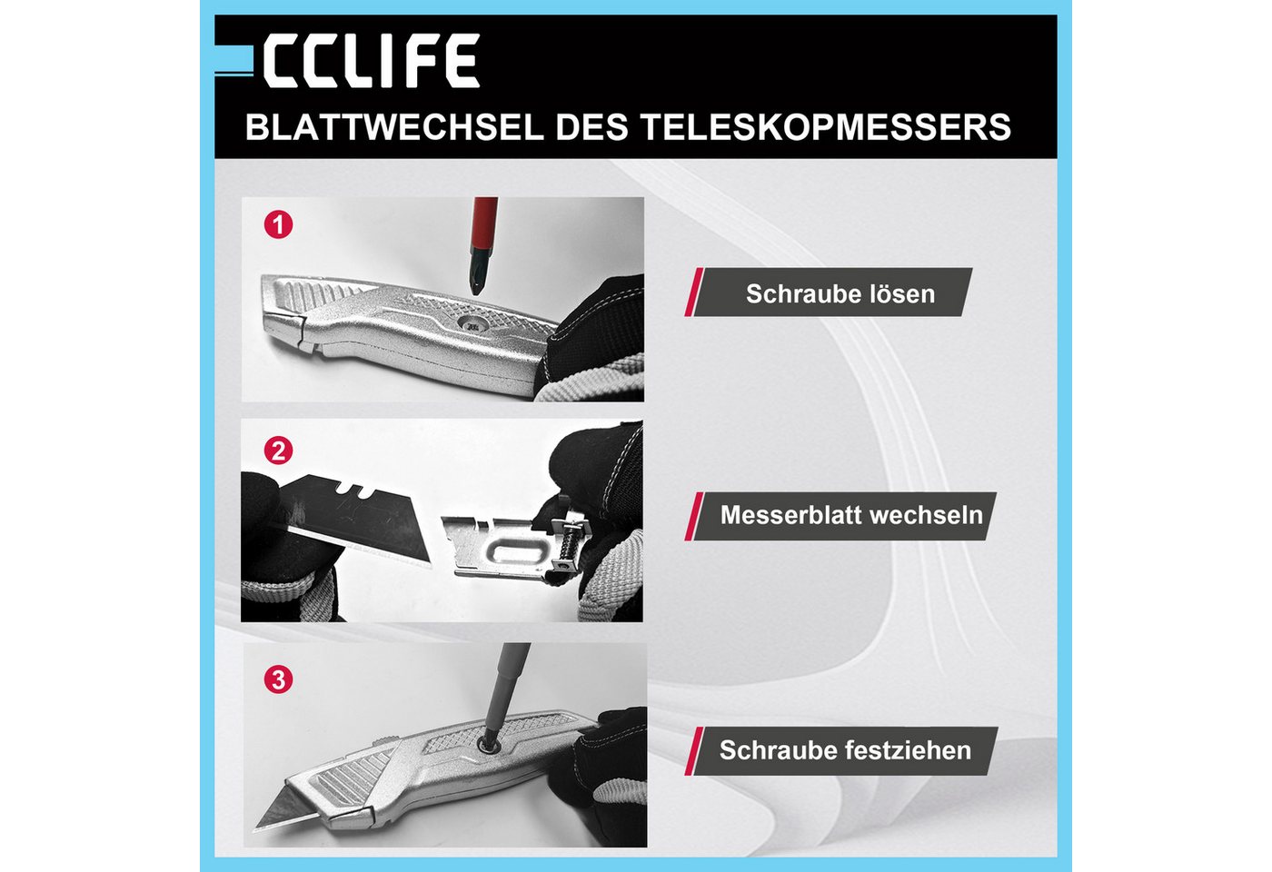 CCLIFE Cutter CCLIFE Profi Universalmesser und Cuttermesser Set, (6 St) – Bild 5 von 5