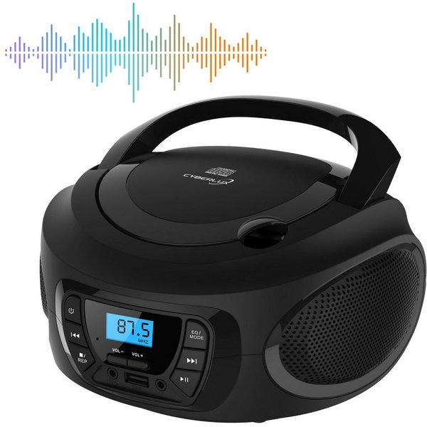 Cyberlux CL-600 tragbarer CD-Player (CD, Kinder CD Player tragbar, Boombox, Musikbox, FM Radio mit MP3 USB)