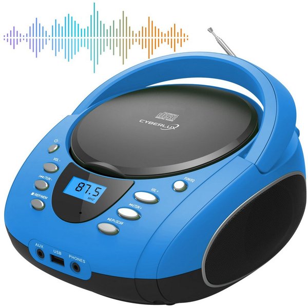 Cyberlux CL-710 tragbarer CD-Player (CD, Kinder CD Player tragbar, Boombox, Musikbox, FM Radio mit MP3 USB)