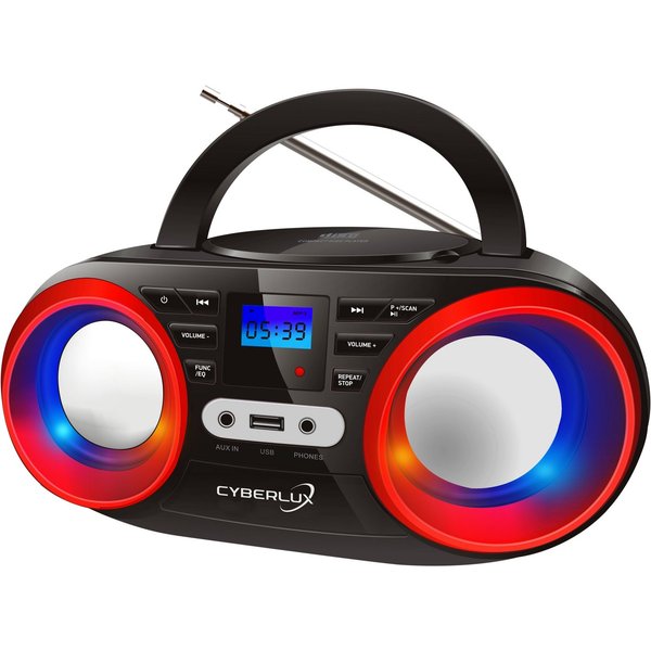 Cyberlux CL-810 tragbarer CD-Player (CD, tragbar,Boombox,LED-Disco-Beleuchtung,FM Radio mit MP3 USB)