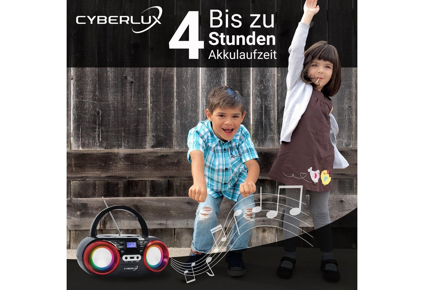 Cyberlux CL-810 tragbarer CD-Player (CD, tragbar,Boombox,LED-Disco-Beleuchtung,FM Radio mit MP3 USB) – Bild 5 von 5