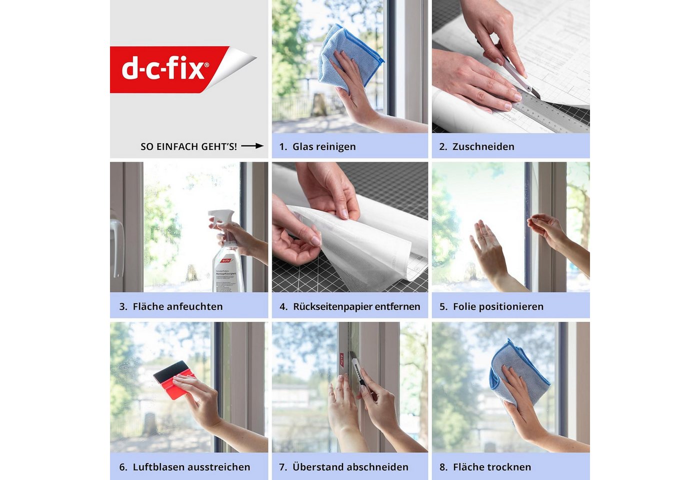d-c-fix Fensterfolie Ice Cube - selbsthaftende Sichtschutzfolie Deko Folie Fenster innen, Glatt, Statisch haftend - rückstandslos entfernbar & wiederverwendbar – Bild 5 von 5