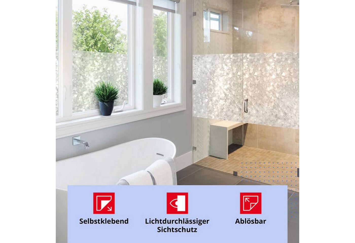 d-c-fix Fensterfolie Splinter - selbstklebende Sichtschutzfolie Deko Folie Fenster innen, Leicht geprägte Oberfläche, Selbsthaftend, zuschneidbar und rückstands – Bild 3 von 5
