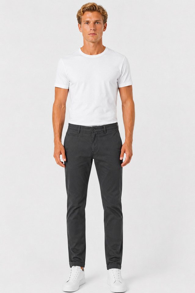 D'MARO Chinohose Herren, Chino Hosen Herren mit Stretch, Modern Fit Hose abgesteppte Kante – Bild 4 von 5