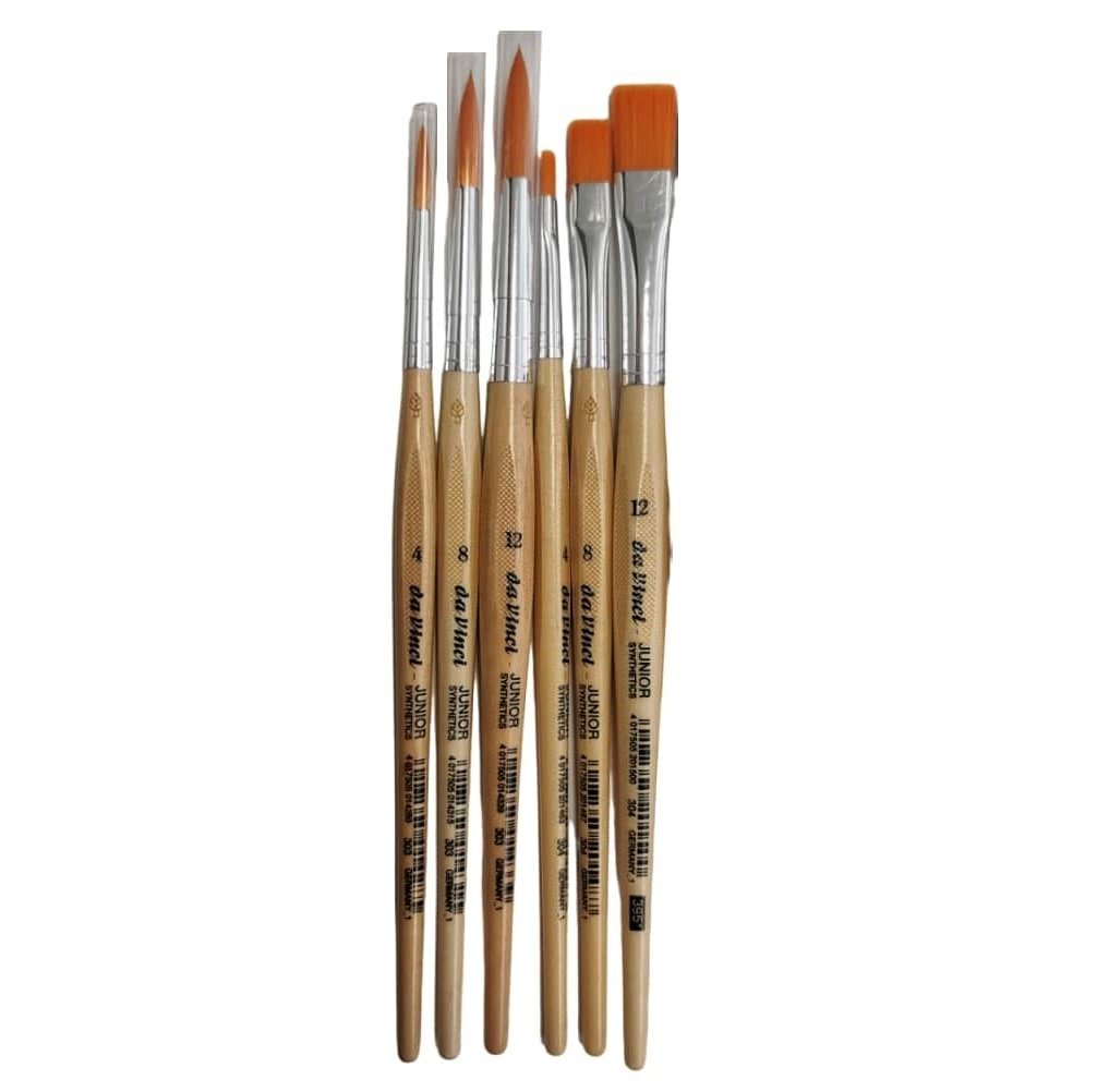 Da Vinci Pinsel Pinsel-Set Junior 6 Stück, (6 Stück), Schule, Hobby, Haart nicht, rostet nicht – Bild 2 von 4