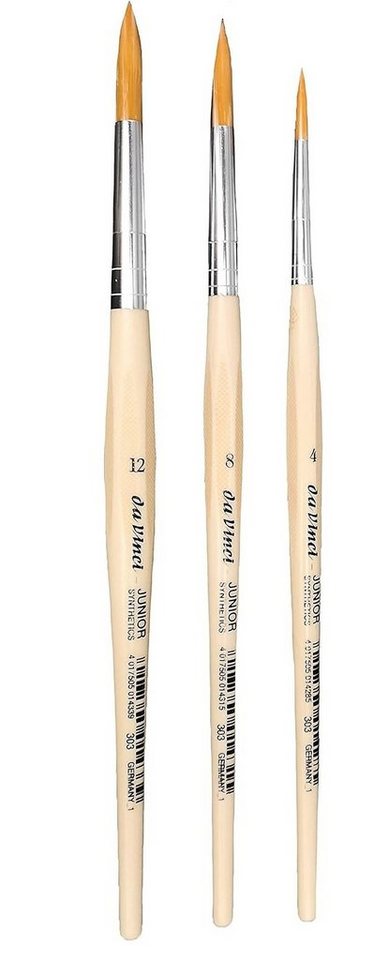 Da Vinci Pinsel Pinsel-Set Junior 6 Stück, (6 Stück), Schule, Hobby, Haart nicht, rostet nicht – Bild 4 von 4