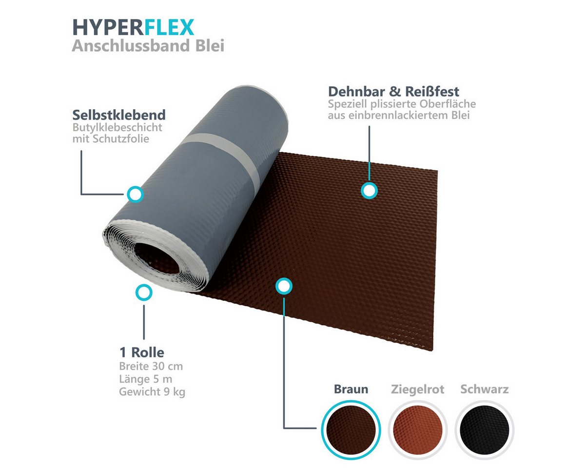 Onduline Dachbahn Onduline Anschlussband Hyperflex Blei 30 cm - Länge 5 m, (1-St), Farbe: braun - selbstklebend, extrem reißfest und dehnbar – Bild 3 von 4