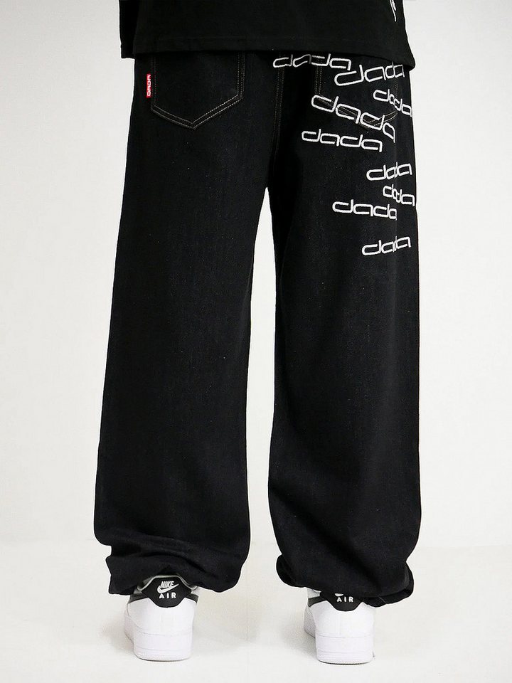 DADA Supreme Regular-fit-Jeans Baggy Denim Gesticktes DADA Logo auf für Herren Baumwolle unifarben atmungsaktiv Reißverschluss Casual-Style – Bild 3 von 5