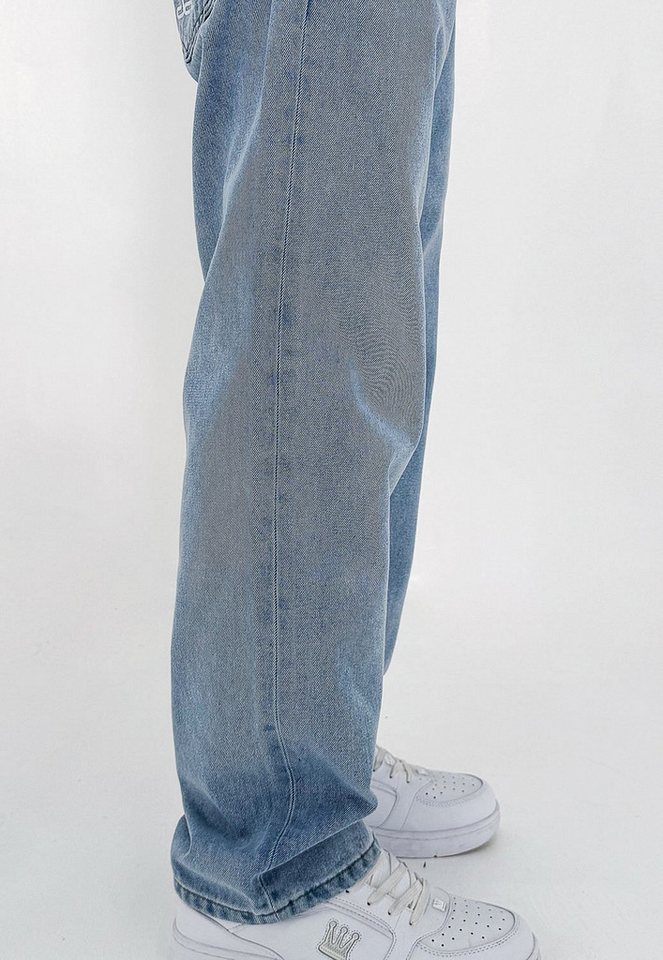 DADA Supreme Regular-fit-Jeans Bequem mit Logodruck Denim Minimal Baggy für Herren Baumwolle unifarben atmungsaktiv Knöpfe modisch-Style – Bild 3 von 5