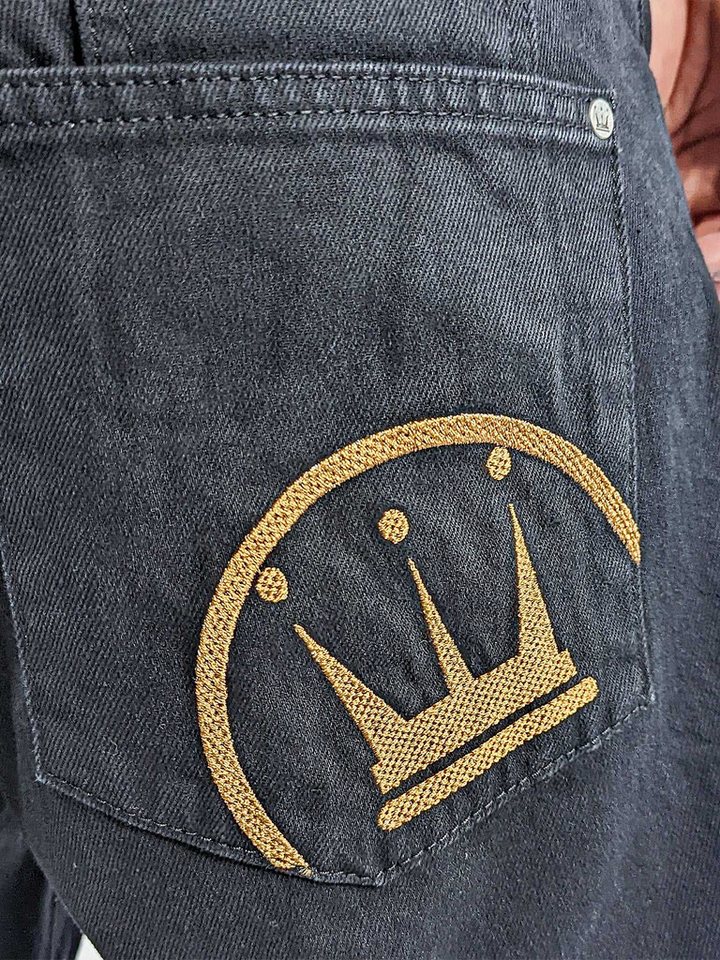 DADA Supreme Regular-fit-Jeans Premium Denim Passform Baggy mit Komfort für Herren (1-tlg) Baumwolle Einfarbig windabweisend Reißverschluss Casual-Style – Bild 4 von 5