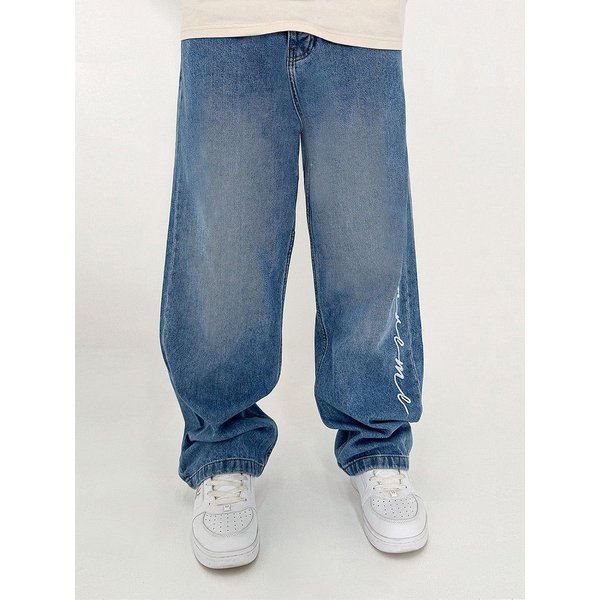 DADA Supreme Regular-fit-Jeans Supreme Pants mit Logo-Stitching Baggy für Herren Baumwolle unifarben windabweisend Reißverschluss casual-Style