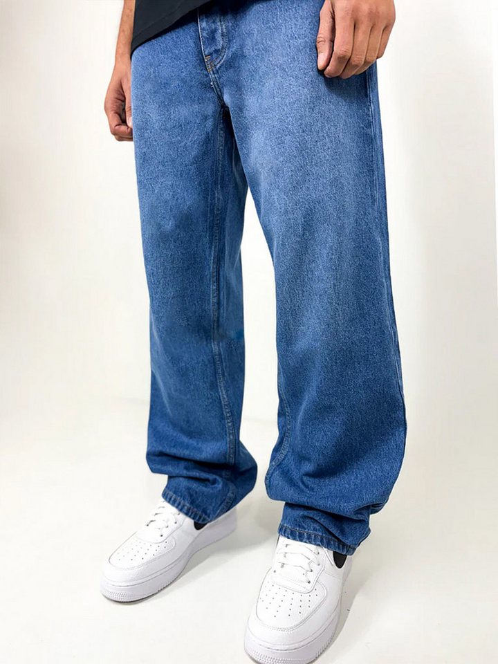 DADA Supreme Regular-fit-Jeans Weiter Denim Schnitt mit Stickerei und für Herren Baumwolle unifarben atmungsaktiv Knöpfe modisch-Style – Bild 3 von 5