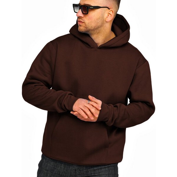 DAILY COTTON Hoodie im Oversize Schnitt Unifarben - Kapuzenpullover Loose-Fit Herren Basic Kapuzen-Sweatshirt Oversized Raglan Sweater