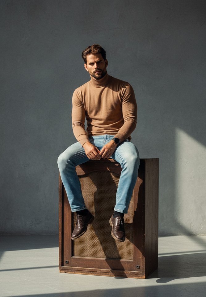 DAILY COTTON Rollkragenpullover als Feinstrick Pulli in Slim Fit für Herren Männer Winterpullover - Casual & Business Look Rolli – Bild 3 von 5