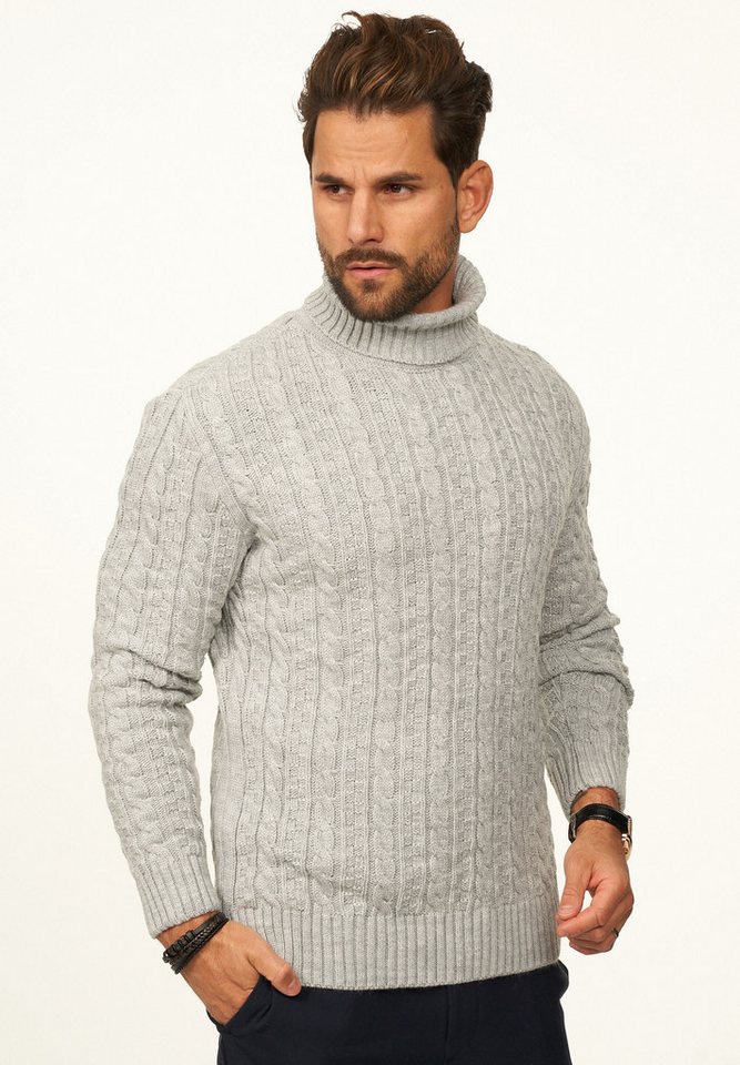 DAILY COTTON Rollkragenpullover als Grobstrick Pulli mit Zopfmuster für Herren Strickpullover für Männer - Winterpullover im Regular-Fit – Bild 5 von 5