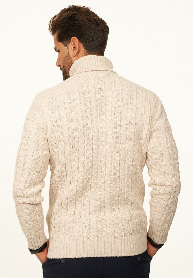 DAILY COTTON Rollkragenpullover als Grobstrick Pulli mit Zopfmuster für Herren Strickpullover für Männer - Winterpullover im Regular-Fit – Bild 5 von 5