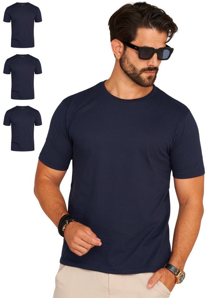 DAILY COTTON T-Shirt BASETEEO (Packung, 3er-Pack) Herren Basic Kurzarm Rundhals Shirt Crew-Neck O-Ausschnitt – Bild 2 von 5
