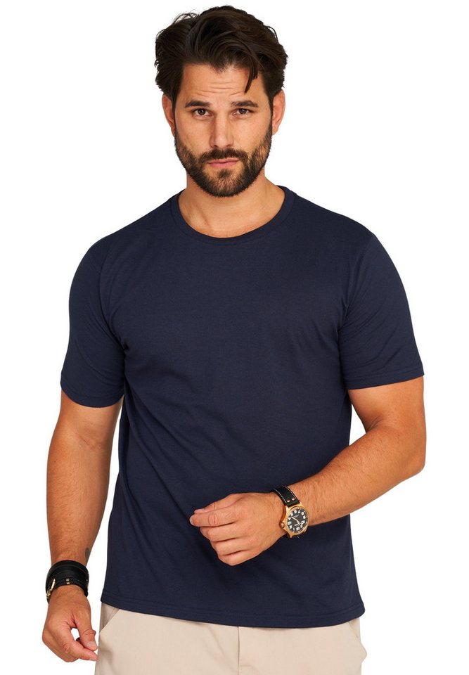 DAILY COTTON T-Shirt BASETEEO (Packung, 3er-Pack) Herren Basic Kurzarm Rundhals Shirt Crew-Neck O-Ausschnitt – Bild 4 von 5