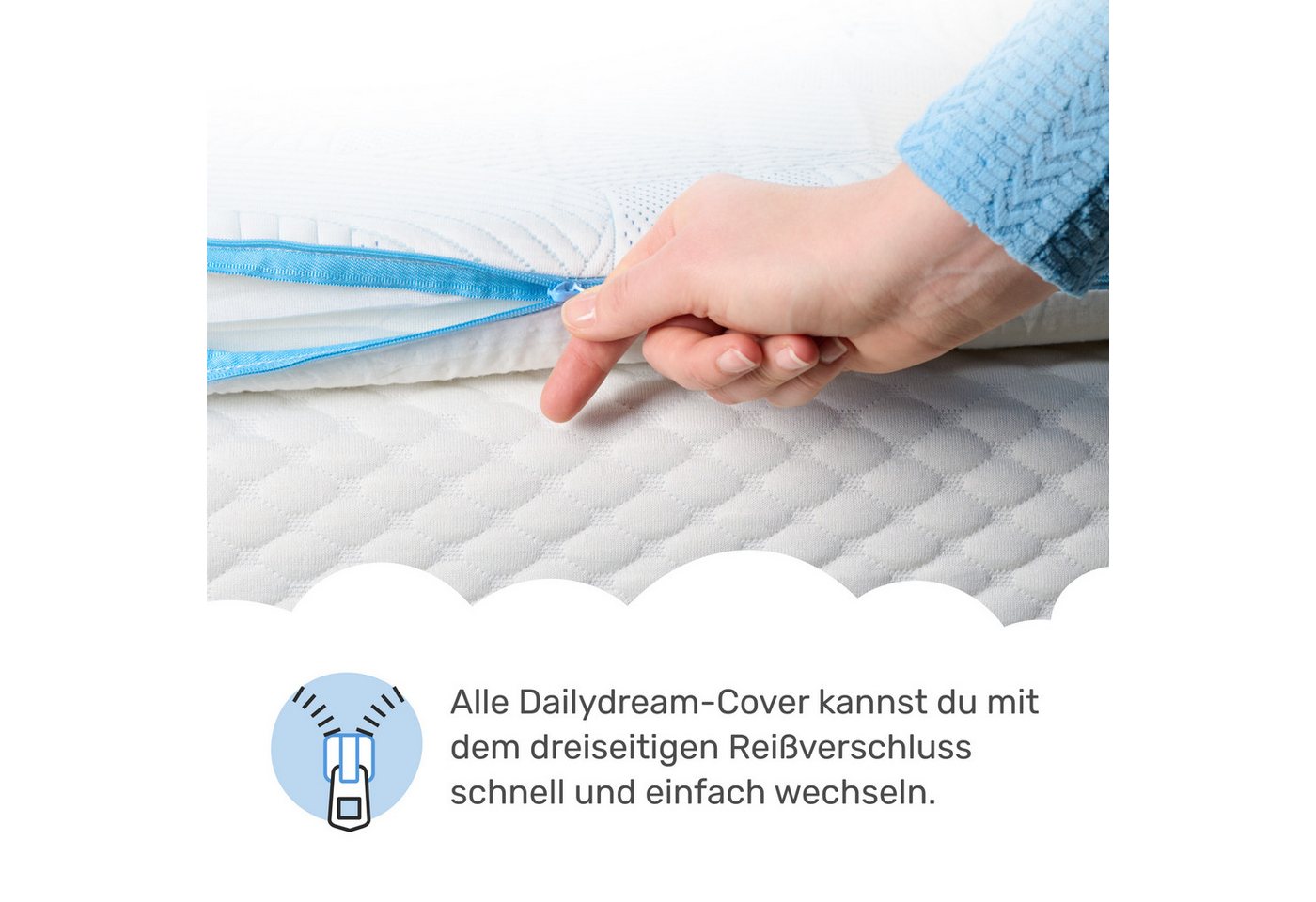 Dailydream, Topper Ersatzbezug Matratzentopper Cool Touch, Kühlende SENSICE-Technologie für ein spürbar kühles Liegegefühl – Bild 2 von 4
